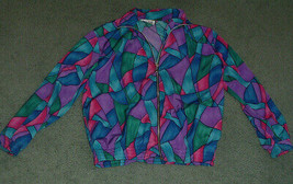 Vintage bomber style bold  geometric print jacket Teddi brand size medium - £25.81 GBP