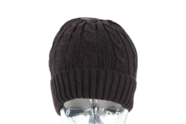 NOS Vtg Streetwear Blank Chunky Cable Knit Winter Beanie Hat Cap Black Womens - £23.29 GBP