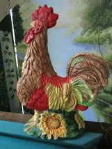 Italian Sculpture Figurine Rooster With Sunflowers 17&quot; - £98.62 GBP
