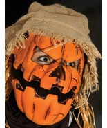 Pumpkin Head Mask Scarecrow Moving Mouth Hat Straw Hair Halloween Costum... - £51.50 GBP