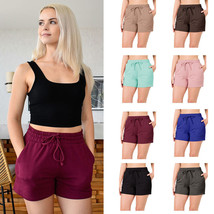 Women&#39;s French Terry Cotton Drawstring Shorts with Pockets - Comfy &amp; Versatile - £14.87 GBP