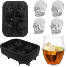 Halloween 3D Skull Ice Cubes Mould Whisky Ice Mold  4 Skulls BPA Free Silicone - £15.25 GBP