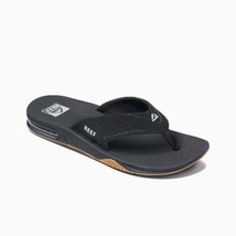 Reef Mens Fanning Synthetic Arch Support Flip Flops,Black Silver,10D (M) - $118.80