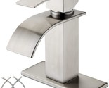 Bathroom Sink Faucet With A Waterfall Design In Brushed Nickel, With A S... - £40.82 GBP