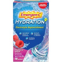 Emergen-C Hydration Plus Electrolyte Supplement Powder Mix, Raspberry, 18 Ct..+ - £31.80 GBP