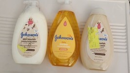 Baby Bundle Lot Of 3 Johnson&#39;s Baby Products Bottles Lotion, Wash &amp; Shampoo - £17.02 GBP