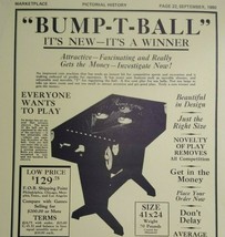 Bump-T-Ball Pinball Machine Marketplace Magazine Game AD 1980 Pacific Am... - $20.90