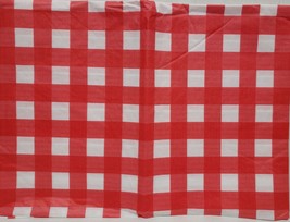 Thin Vinyl Tablecloth 52&quot;x70&quot; Oblong, RED &amp; WHITE BUFFALO CHECKERED, AAC - £7.03 GBP