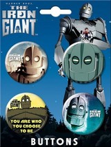 Iron Giant Animated Movie Images Round Button Set of 4 NEW MINT ON CARD - $4.99