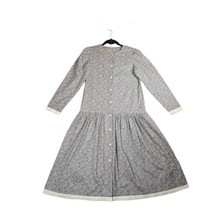 Handmade Womens Midi Dress Cottage Core Modest Prairie Long Sleeve Ditzy... - $26.29
