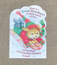 Vintage Hallmark Great Grandson Dog On Sled In Snow Christmas Card Holiday - $5.94