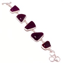 Purple Crack Crystal Gemstone Handmade Fashion Bracelet Jewelry 7-8&quot; SA 1024 - £6.22 GBP