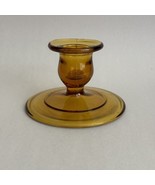 (1) L E Smith Glass Amber Candle Holder Candlestick Round - $26.60 CAD
