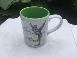 Disney Tinkerbell Tink 3D Embossed 16 Oz Coffee Mug Cup White Green - $19.79