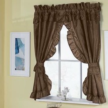 Starlite 70&quot;Wx45&quot;L Window Set Attached Valance and Tiebacks Brown 100% P... - $16.14
