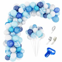 Blue Balloons Arch Garland Kit, 134Pcs Navy Royal Light Blue Balloons Confetti L - £15.97 GBP