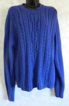 American Weekend Blue Cable Knit Women&#39;s Pull Over Sweater Size Large Vintage - £15.50 GBP