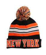 New York City Hunter Men&#39;s Striped Winter Knit Cuffed Pom Beanie Hat Gra... - $274.24 MXN