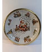 German Vintage Advent Cookie Plate Santa Tin Tray Bowl Santa List Toys - $285.89 MXN