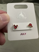 Disney Parks Mickey Mouse Faux Ruby July Birthstone Stud Earrings Gold Color image 3