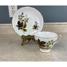 Queen Anne Autumn Leaves Bone China England Tea Cup And Saucer Set - $14.84