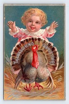 Thanksgiving Greetings Blonde Baby Turkey Embossed DB Postcard M15 - £3.82 GBP