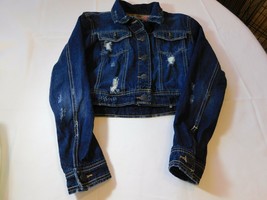Rue 21 L/S Rip Torn Denim Jacket Jean Blue Size L large cotton Pre-owned-- - $18.01