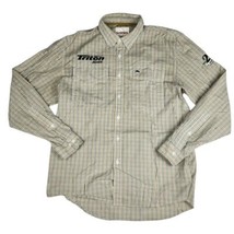 Simms Fisshing Shirt Mens Medium Green Plaid LS Button Up Triton Boats O... - $468.82 MXN
