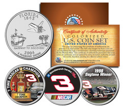 DALE EARNHARDT * Daytona Winner * 7-Time Champ * Florida Quarters US 3-Coin Set - £9.75 GBP