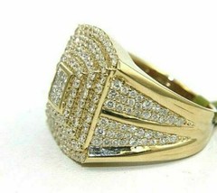 Homme Unique Anneau Bague 2.50Ct Simulé Diamant En 14k or Jaune Plaqué - £126.26 GBP