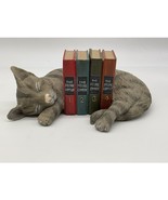 Sleepy Tabby Cat Vintage Resin Book Ends 10&quot; The Feline Comedy Novelty - $621.83 MXN
