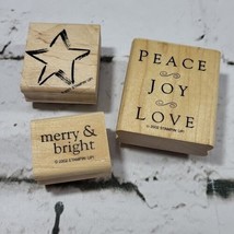 Stampin’ Up! Rubber Stamps Christmas Lot Of 3 Star Words Holiday Crafts 2002  - £7.63 GBP