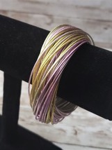 Vintage Bracelet / Bangle - Pink &amp; Yellow Interlocking Circles - £11.15 GBP