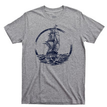 Sailing Ship T Shirt, Sailors Sails Oceans Seas Nautical Men&#39;s Cotton Tee Shirt - £11.24 GBP