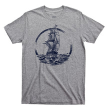 Sailing Ship T Shirt, Sailors Sails Oceans Seas Nautical Men&#39;s Cotton Tee Shirt - £11.05 GBP