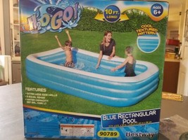 H20GO Inflatable Pool 10&#39; x 6&#39; x 22&#39;&#39; Blue Rectanglar Pool New in Box  - £55.77 GBP