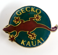 VTG Gecko Kaui Hawaii Lizard Brown Green Gold Tone Enamel Pin Souvenir - $12.99