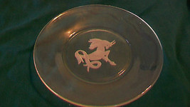CLEAR GLASS SMALL SERVING PLATE WITH FROSTED UNICORN IN CENTER - $30.00