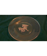 CLEAR GLASS SMALL SERVING PLATE WITH FROSTED UNICORN IN CENTER - £23.51 GBP