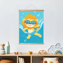 Luca the Splashing Lion Wood Frame Hanger by DLJ - £35.90 GBP