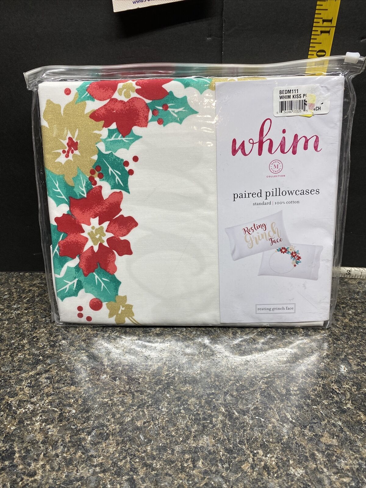 Martha Stewart Collection Whim STANDARD 100% Cotton Paired Christmas Pillowcases - $15.00
