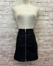 French Connection Womens Zip Front A Line Mini Skirt Raisa Shine Denim S... - $44.00