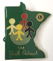 Lions Club 5M Youth Outreach Enamel Lapel Pin Vintage Green - £8.01 GBP
