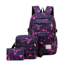 3 Pcs/Set High School Bags for Women Boys One Shoulder Bag Male Backpacks Big St - £37.56 GBP