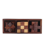 Sheesham wood/Rosewood set of 3 Puzzle game (Snake cube, Star, Interlock... - £70.77 GBP