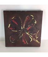 Original Oil Painting Brown Flower Unsigned 15.75&quot; Square Boho Cottage R... - $90.59 CAD