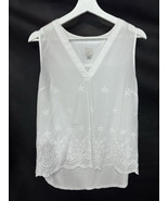 A New Day Crisp White 100% Cotton Popover Blouse Top Spring Summer XL - $33.91 CAD
