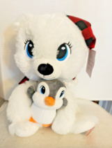 Animated Musical Christmas Plush Polar Bear with Baby Penguin - £26.06 GBP