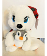 Animated Musical Christmas Plush Polar Bear with Baby Penguin - $32.99