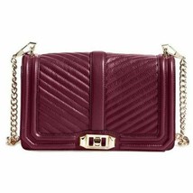 NWT Rebecca Minkoff Chevron Quilted Love Crossbody Leather Bordeaux RED AUTHENTC - £163.22 GBP